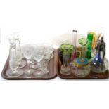 Two trays of assorted glass including a pair of candlesticks, a set of Edinburgh crystal bowls,