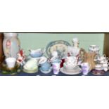 Assorted Royal Doulton and other tea and coffee wares, a pair of small Staffordshire spaniels etc