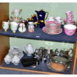 A 19th century pink ground tea service, assorted silver and silver plated wares, Crown Devon