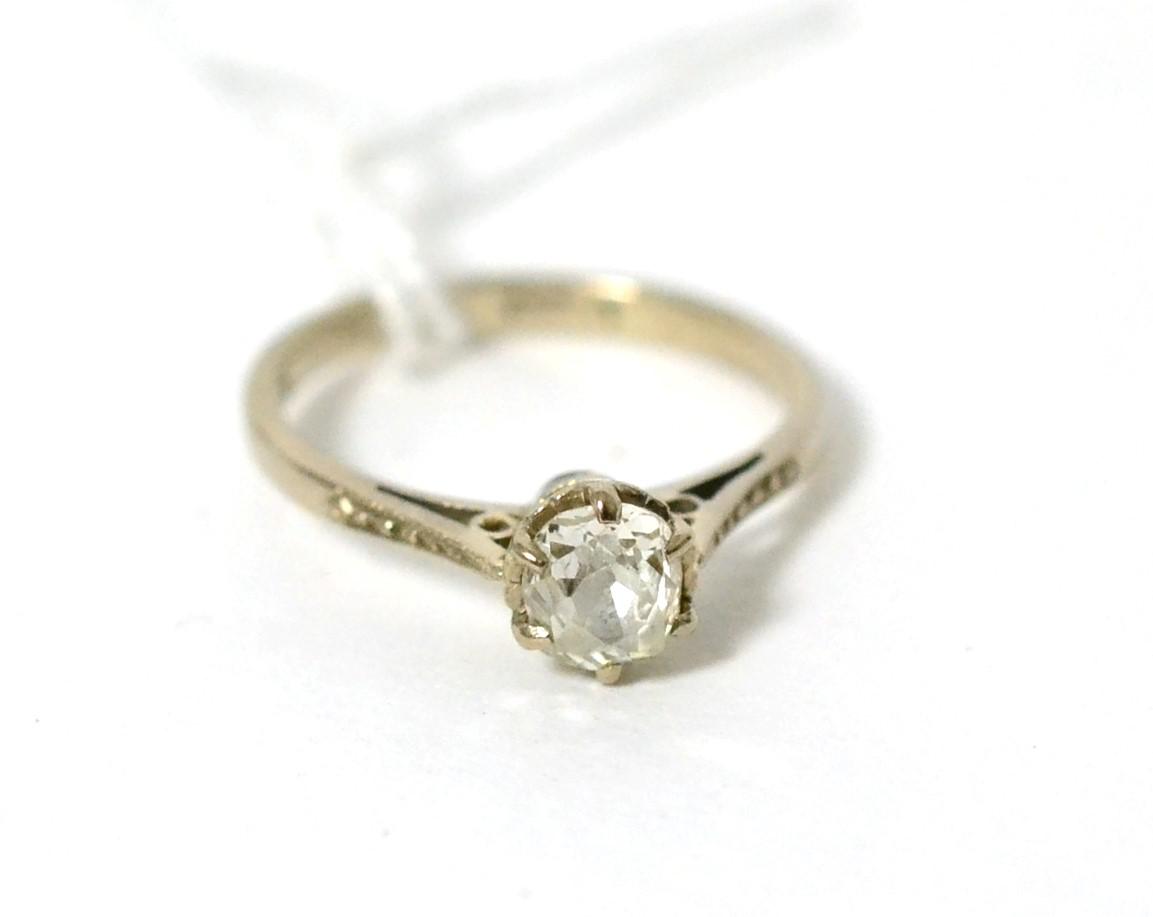 An old cut diamond solitaire ring, estimated diamond weight 0.50 carat approximately, stamped '