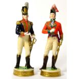 A pair of Sitzendorf/Rudolstandt porcelain military figures, Lieutenant General 1815 and Officer