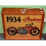 A reproduction Indian motorcycle light box sign