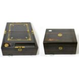 A Victorian brass inlaid coromandel portable writing box