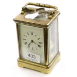 A brass carriage clock