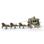 A Continental silver miniature model of a Royal carriage and horses, with import marks