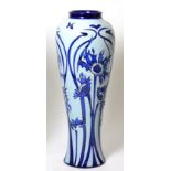 A Moorcroft baluster vase, Blue on Blue, shape 121/14, dated 2000, 36.5cm high, with box