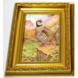 A Royal Worcester plaque painted with a Partridge by Brian Cox