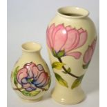 Two Moorcroft Magnolia vases