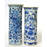 Two Chinese blue and white cylindrical vases, painted with dragons
