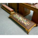 Six various stools comprising pair of Victorian needlework box stools, small example on ball and