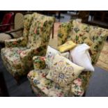 Pair of George III wingback armchairs