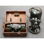 Hilger Watts No.2 microptic theodolite no.ST200-3/208998, green lacquered in steel dome case;