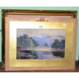 John Baragwanath King, watercolour of a river landscape, signed lower right; and Walter Holmes