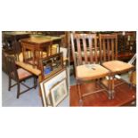 Two nests of tables; two occasional tables; small reproduction oak dresser, a part set of three