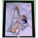 Dorothy Bradford (1918-2008) ''Harpist'', signed, inscribed and dated 1978 verso, oil on canvas