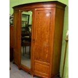 Mahogany bow fronted mirrored triple wardrobe