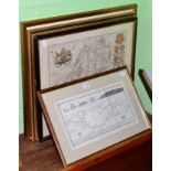 Two maps, Westmorland and Lancaster, together with a print after Hogarth and a map of Lake Derwent