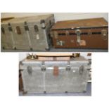 Three travelling trunks containing a quantity of glass jars