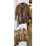 Fox fur short jacket retailed by Gladys Whitakers Ltd, trimmed in suede; together with a brown