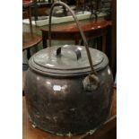 A copper pan lid