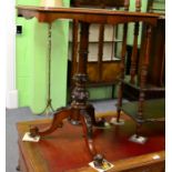 A 19th century marquetry inlaid tripod table