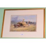 Henry Brooks, Harvesting near Salisbury, watercolour