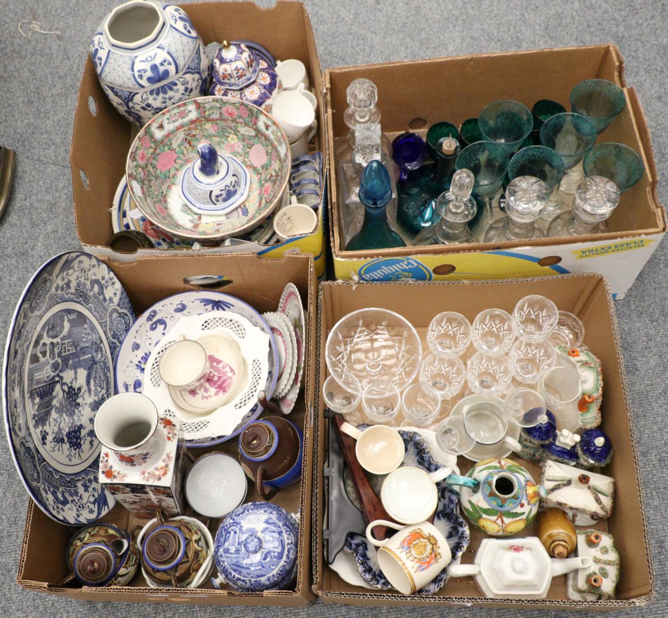 A quantity of decorative ceramics and glass 19th century and later including transfer printed cup