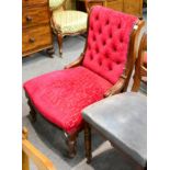 A Victorian red upholstered nursing chair