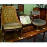 A William IV mahogany nursing chair; together with an Edwardian inlaid mahogany chair and a 19th