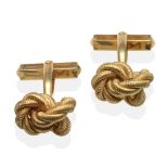 A Pair of 18 Carat Gold Cufflinks, with knot motif heads, with swivel bars see illustration The