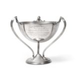 An Art Nouveau Silver Trophy Cup, Fattorini & Sons, Birmingham 1910, the circular bowl on three