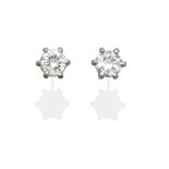 A Pair of Diamond Solitaire Earrings, a round brilliant cut diamond in a claw setting, total