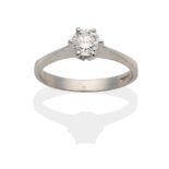 An 18 Carat White Gold Diamond Solitaire Ring, a round brilliant cut diamond in a claw setting to