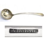 An American Silver Soup Ladle, Abraham Dubois, Philadelphia, late 18th century, marked A.Dubois in a