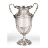 A Silver Twin Handled Vase, George Nathan & Ridley Hayes, Chester 1910, part fluted and with serpent