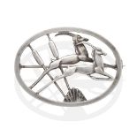 A Silver Ivan Tarratt Brooch, Designed by Geoffrey Bellamy, modelled as two leaping gazelle