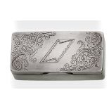 A Russian Silver Snuff Box, maker's mark AHO possibly for Alexander Ogorodnikov of Kostroma,