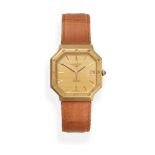 An 18ct Gold Calendar Centre Seconds Wristwatch, signed Longines, circa 1980, quartz movement,