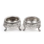 A Pair of George III Silver Salts, S C Younge & Co, Sheffield 1813, circular with fluted rim,