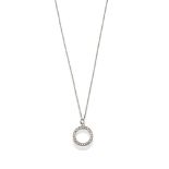 A Diamond Hoop Pendant on Chain, pavé set with round brilliant cut diamonds, on an 18 carat gold