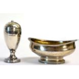 A George III Silver Salt, Robert and Samuel Hennell, London 1807, oval bellied form on pedestal foot