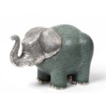 A Silver Mounted Shagreen Model of an Elephant, Lotus Arts de Vivre, of recent manufacture,