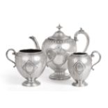 A Matched Victorian Silver Three Piece Tea Service, Marks of Messrs. Barnard and Henry William