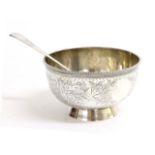 A Victorian Silver Sugar Bowl and Spoon, the bowl William Evans, the spoon Aldwinckle & Slater, both