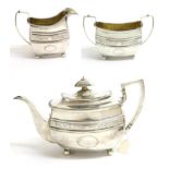 A George III Silver Three Piece Tea Service, Daniel Urquhart & Naphtali Hart, London 1808,