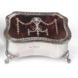 An Edwardian Silver and Tortoiseshell Trinket Box, Levi & Salaman, Birmingham 1906, of shaped