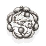 A Silver Georg Jensen 'Moonlight' Brooch, model number 156, of circular openwork form with a