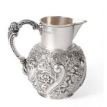 A Victorian Silver Water or Beer Jug, Wakeley & Wheeler, London 1891, the bearded mask and scroll