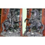 A pair of spelter marley horses