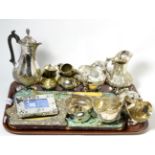 Silver and plated items to include photo frame; small silver rose bowl; cased fish servers etc